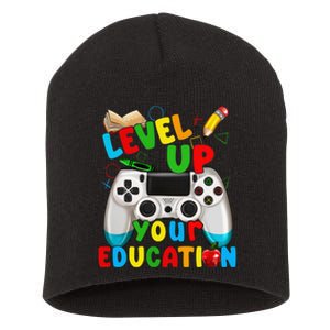 Level Up Your Education Gaming Inspired Teacher Gamers Gift Short Acrylic Beanie