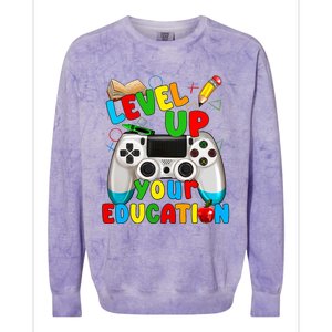 Level Up Your Education Gaming Inspired Teacher Gamers Colorblast Crewneck Sweatshirt