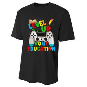 Level Up Your Education Gaming Inspired Teacher Gamers Performance Sprint T-Shirt