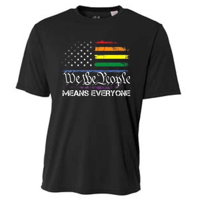 LGBT Vintage 1776 American Flag We The People Means Everyone Cooling Performance Crew T-Shirt