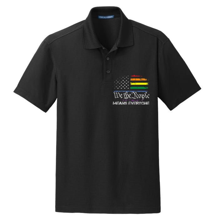 LGBT Vintage 1776 American Flag We The People Means Everyone Dry Zone Grid Polo