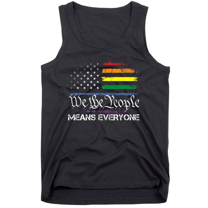 LGBT Vintage 1776 American Flag We The People Means Everyone Tank Top