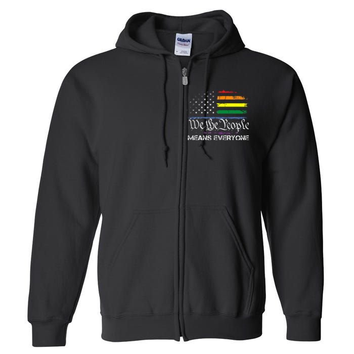 LGBT Vintage 1776 American Flag We The People Means Everyone Full Zip Hoodie