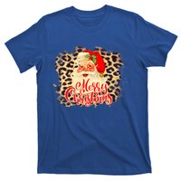 Leopard Vintage 70s Santa Merry Christmas Santa Claus Face Funny Gift T-Shirt