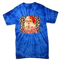 Leopard Vintage 70s Santa Merry Christmas Santa Claus Face Funny Gift Tie-Dye T-Shirt