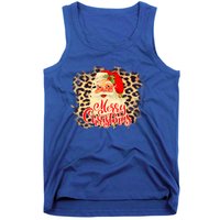 Leopard Vintage 70s Santa Merry Christmas Santa Claus Face Funny Gift Tank Top