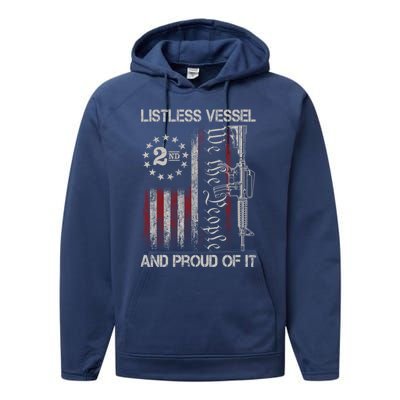 Listless Vessel And Proud Of It 2024 Usa Flag Pro Trump Gift Performance Fleece Hoodie