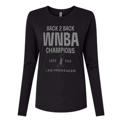 Las Vegas Aces Backtoback Champions Banner Celebration Womens Cotton Relaxed Long Sleeve T-Shirt