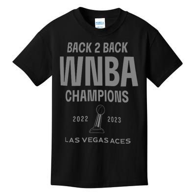 Las Vegas Aces Backtoback Champions Banner Celebration Kids T-Shirt