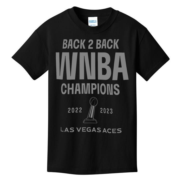 Las Vegas Aces Backtoback Champions Banner Celebration Kids T-Shirt