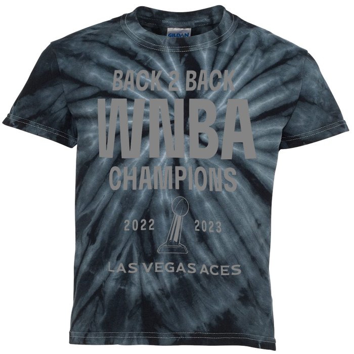 Las Vegas Aces Backtoback Champions Banner Celebration Kids Tie-Dye T-Shirt