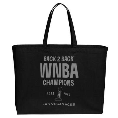 Las Vegas Aces Backtoback Champions Banner Celebration Cotton Canvas Jumbo Tote