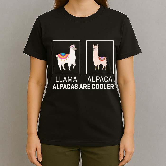 Llama Vs Alpaca Alpacas Are Cooler Funny Alpaca Lover T-Shirt