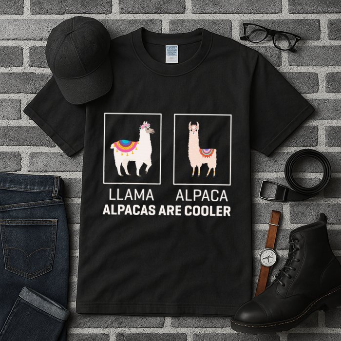 Llama Vs Alpaca Alpacas Are Cooler Funny Alpaca Lover Tall T-Shirt