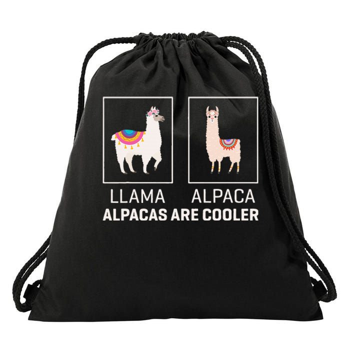 Llama Vs Alpaca Alpacas Are Cooler Funny Alpaca Lover Drawstring Bag