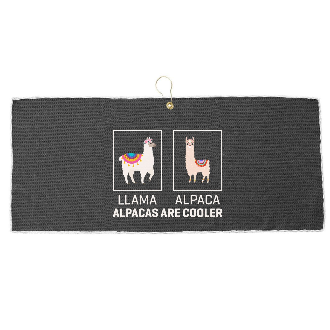 Llama Vs Alpaca Alpacas Are Cooler Funny Alpaca Lover Large Microfiber Waffle Golf Towel
