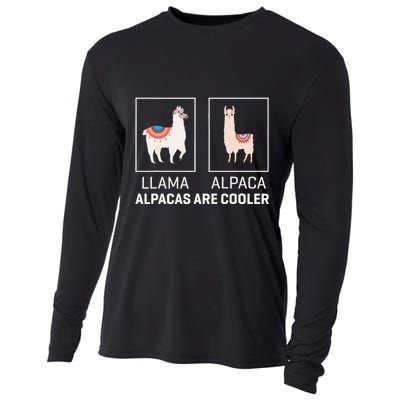 Llama Vs Alpaca Alpacas Are Cooler Funny Alpaca Lover Cooling Performance Long Sleeve Crew