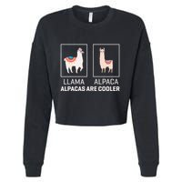 Llama Vs Alpaca Alpacas Are Cooler Funny Alpaca Lover Cropped Pullover Crew