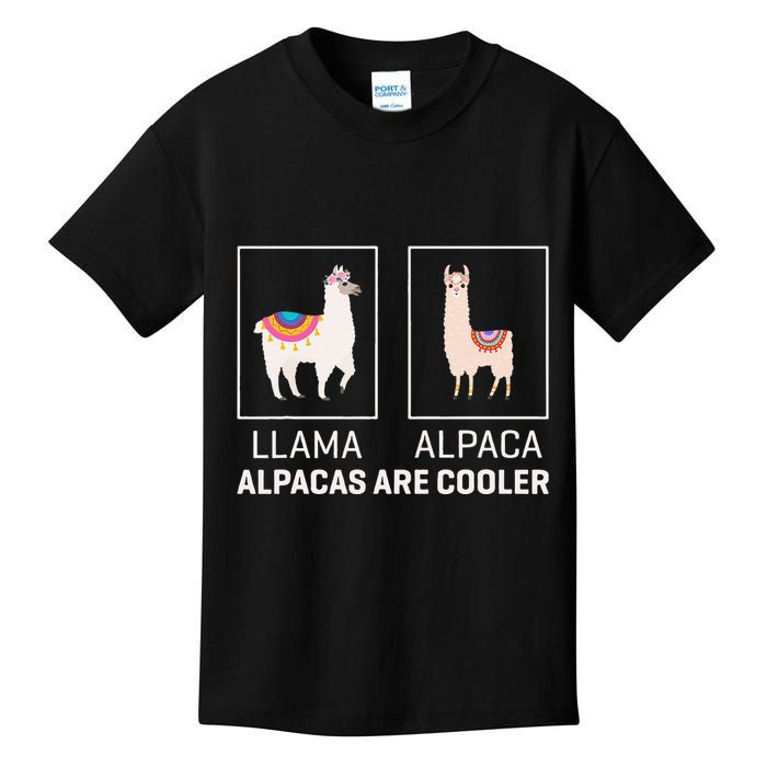 Llama Vs Alpaca Alpacas Are Cooler Funny Alpaca Lover Kids T-Shirt