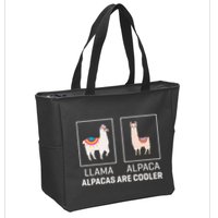Llama Vs Alpaca Alpacas Are Cooler Funny Alpaca Lover Zip Tote Bag