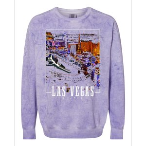 Las Vegas At Night Nevada Skyline Souvenir Las Vegas Colorblast Crewneck Sweatshirt