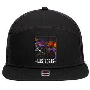 Las Vegas At Night Nevada Skyline Souvenir Las Vegas 7 Panel Mesh Trucker Snapback Hat