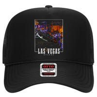 Las Vegas At Night Nevada Skyline Souvenir Las Vegas High Crown Mesh Back Trucker Hat