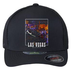 Las Vegas At Night Nevada Skyline Souvenir Las Vegas Flexfit Unipanel Trucker Cap