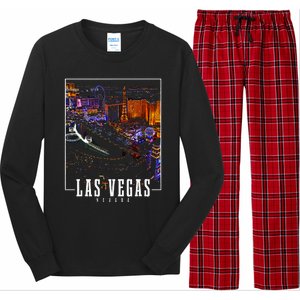 Las Vegas At Night Nevada Skyline Souvenir Las Vegas Long Sleeve Pajama Set