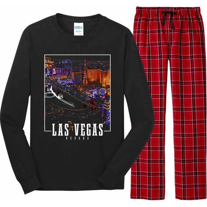 Las Vegas At Night Nevada Skyline Souvenir Las Vegas Long Sleeve Pajama Set