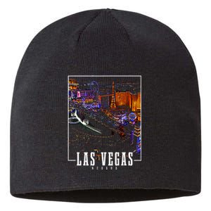 Las Vegas At Night Nevada Skyline Souvenir Las Vegas Sustainable Beanie