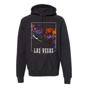 Las Vegas At Night Nevada Skyline Souvenir Las Vegas Premium Hoodie