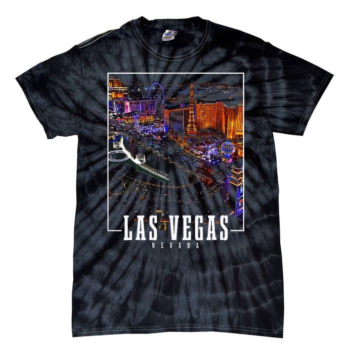 Las Vegas At Night Nevada Skyline Souvenir Las Vegas Tie-Dye T-Shirt