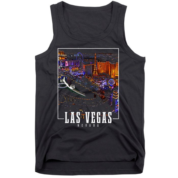 Las Vegas At Night Nevada Skyline Souvenir Las Vegas Tank Top