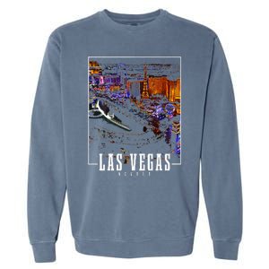 Las Vegas At Night Nevada Skyline Souvenir Las Vegas Garment-Dyed Sweatshirt