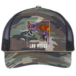 Las Vegas At Night Nevada Skyline Souvenir Las Vegas Retro Rope Trucker Hat Cap