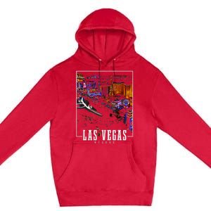 Las Vegas At Night Nevada Skyline Souvenir Las Vegas Premium Pullover Hoodie