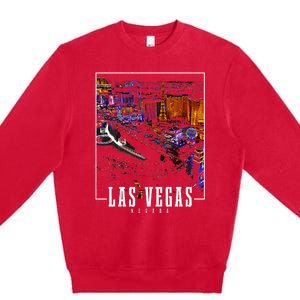 Las Vegas At Night Nevada Skyline Souvenir Las Vegas Premium Crewneck Sweatshirt