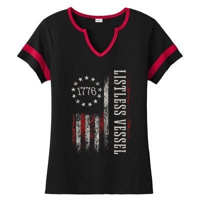 Listless Vessel And Proud Of It 2024 USA Flag Pro Trump Ladies Halftime Notch Neck Tee