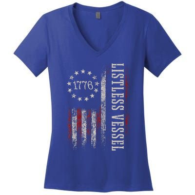 Listless Vessel And Proud Of It 2024 USA Flag Pro Trump Women's V-Neck T-Shirt