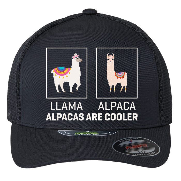 Llama Vs Alpaca, Alpacas Are Cooler - Funny Alpaca Lover Flexfit Unipanel Trucker Cap