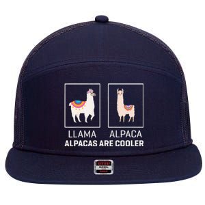 Llama Vs Alpaca, Alpacas Are Cooler - Funny Alpaca Lover 7 Panel Mesh Trucker Snapback Hat