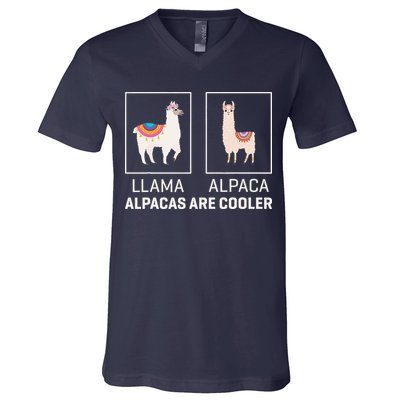 Llama Vs Alpaca, Alpacas Are Cooler - Funny Alpaca Lover V-Neck T-Shirt