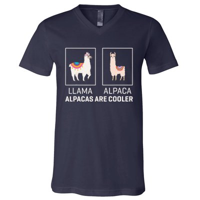 Llama Vs Alpaca, Alpacas Are Cooler - Funny Alpaca Lover V-Neck T-Shirt