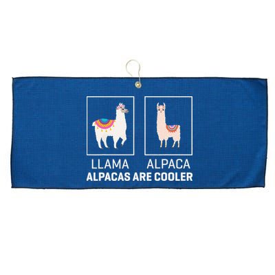 Llama Vs Alpaca, Alpacas Are Cooler - Funny Alpaca Lover Large Microfiber Waffle Golf Towel