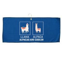 Llama Vs Alpaca, Alpacas Are Cooler - Funny Alpaca Lover Large Microfiber Waffle Golf Towel