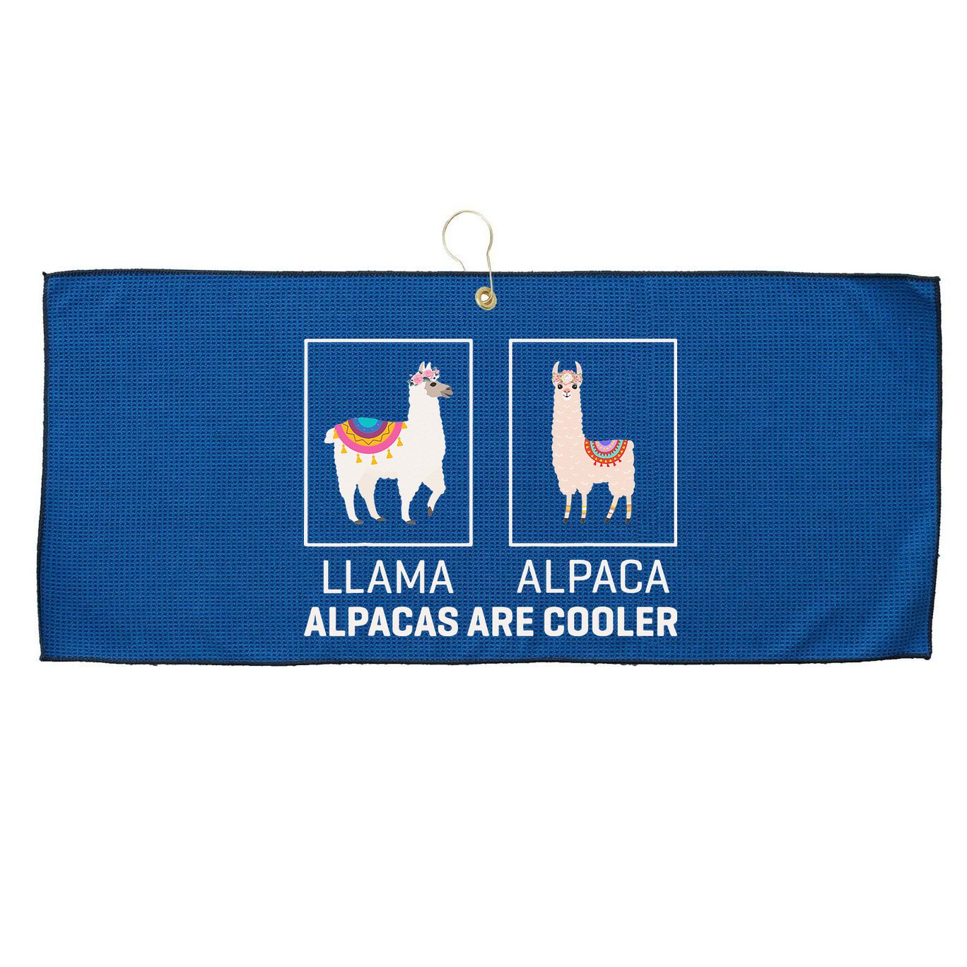 Llama Vs Alpaca, Alpacas Are Cooler - Funny Alpaca Lover Large Microfiber Waffle Golf Towel