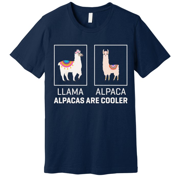 Llama Vs Alpaca, Alpacas Are Cooler - Funny Alpaca Lover Premium T-Shirt