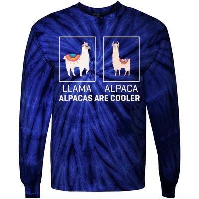 Llama Vs Alpaca, Alpacas Are Cooler - Funny Alpaca Lover Tie-Dye Long Sleeve Shirt