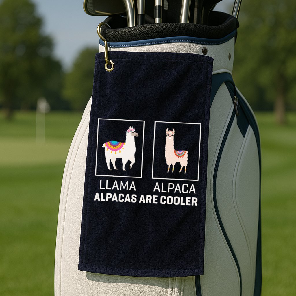 Llama Vs Alpaca, Alpacas Are Cooler - Funny Alpaca Lover Golf Towel